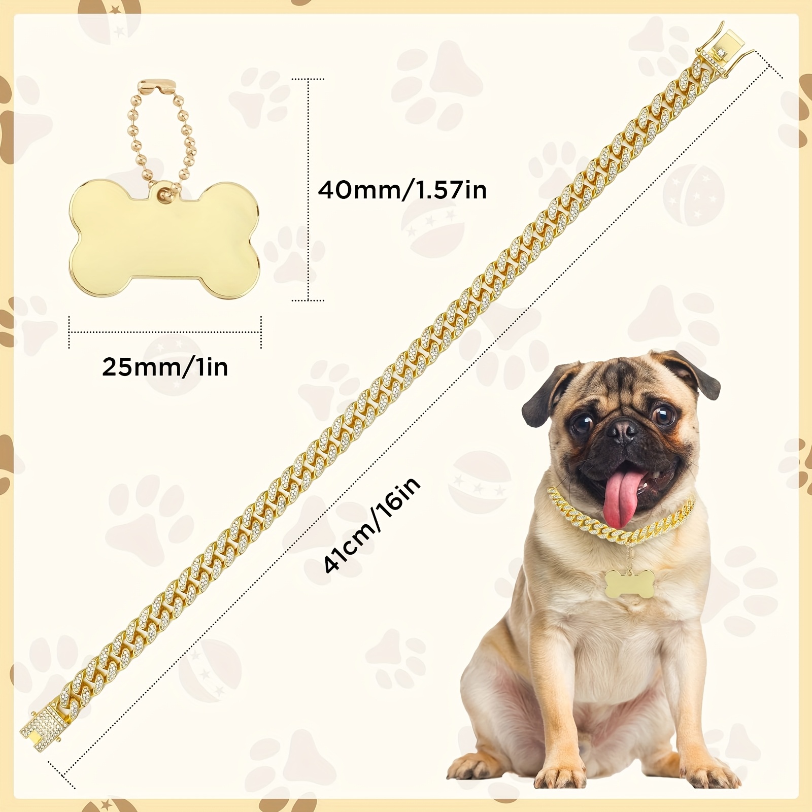 16 インチカスタム犬チェーン首輪キューバリンク犬の首輪ウォ - Chain Quick Link のレビューと価格